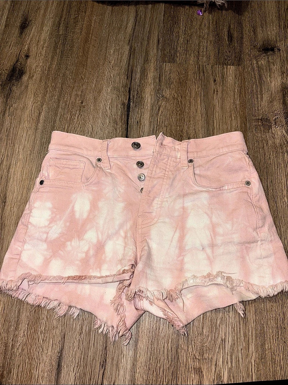 7 For All Mankind Pink Distressed Jean Shorts